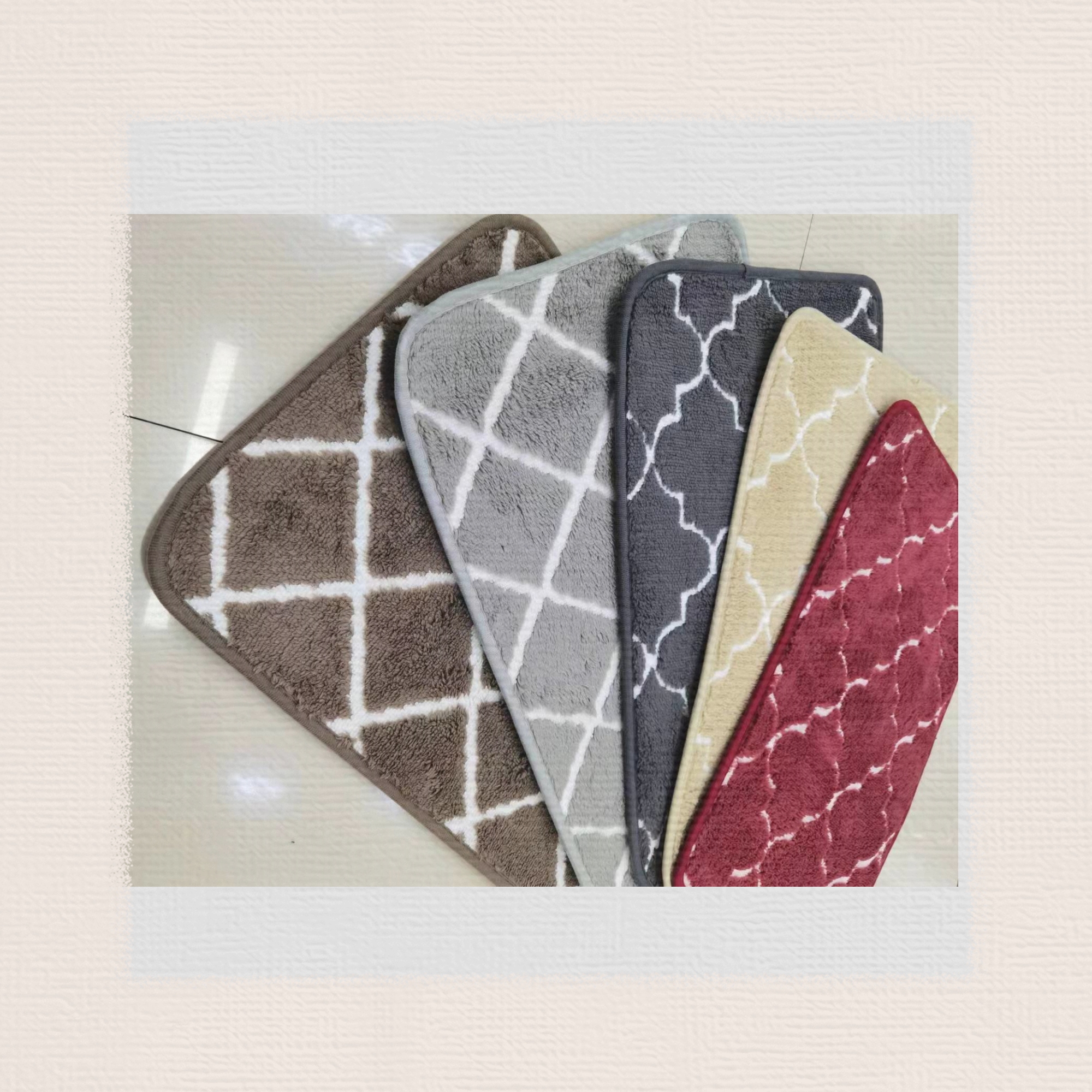 New polyester mesh jacquard floor mat, door mat, foot mat, anti-slip mat, carpet, kitchen mat, bathroom mat, balcony mat, size 38*58cm details Picture
