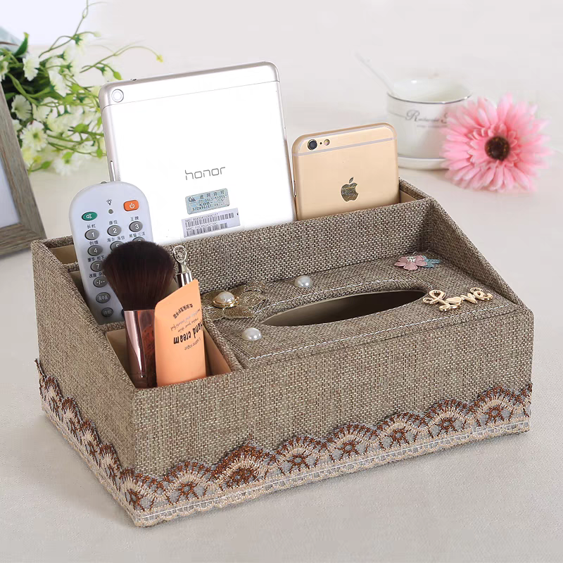 布艺多功能纸巾盒欧式茶几客厅抽纸盒家用遥控器收纳盒餐厅抽纸盒