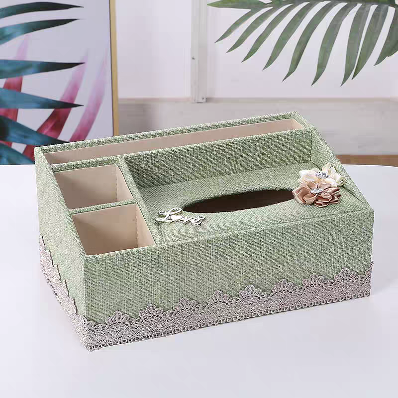 布艺多功能纸巾盒欧式茶几客厅抽纸盒家用遥控器收纳盒餐厅抽纸盒白底实物图