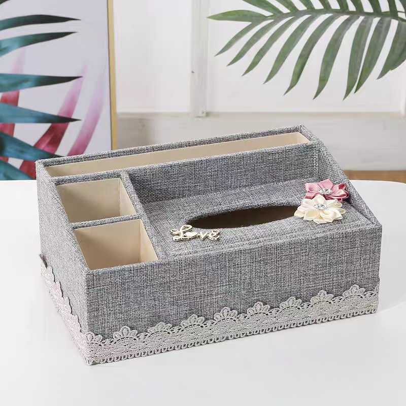 布艺多功能纸巾盒欧式茶几客厅抽纸盒家用遥控器收纳盒餐厅抽纸盒细节图