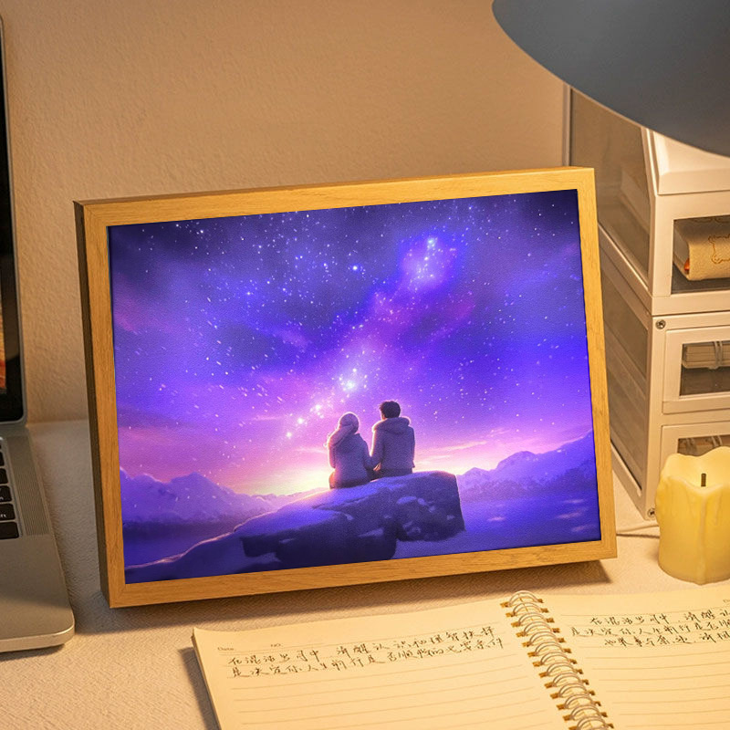 Creative luminous paintings, bedroom bedside scenery, LED night lights, three-color ambient lights, sunlight paintings, light paintings, souvenirs, night lights, customizable and popular items