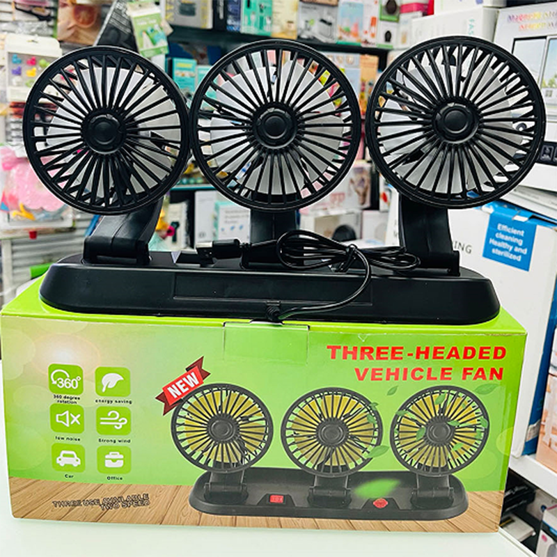 Ventilador de coche de tres cabezas (enchufe USB)
