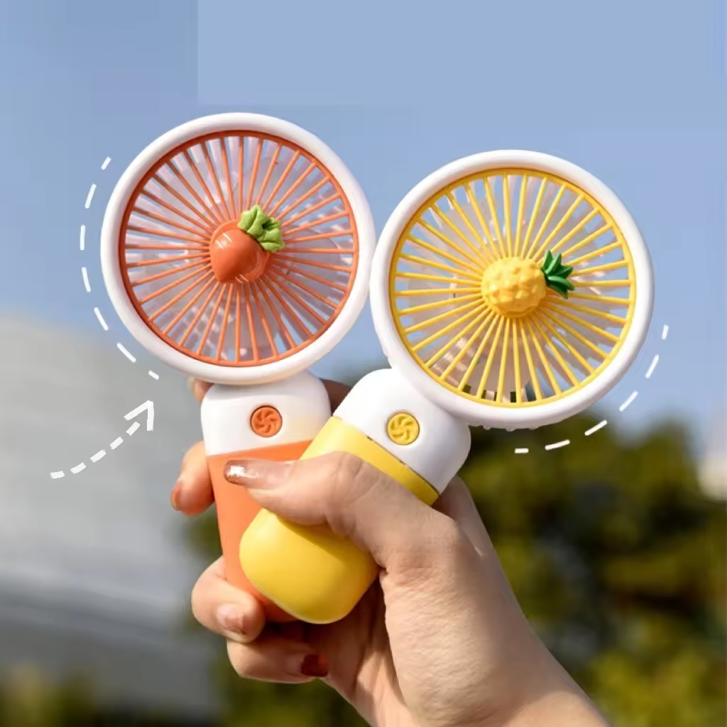 Mini portable fan, outdoor hand fan, student office, made of durable plastic material, battery-charged fan Specification image
