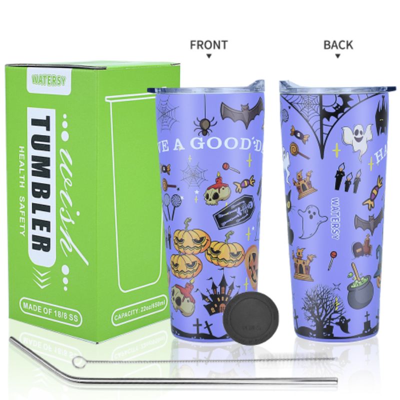 Vacuum insulated cup, children's Christmas Halloween cute cartoon pattern coffee cup, portable cup, excellent heat preservation effect