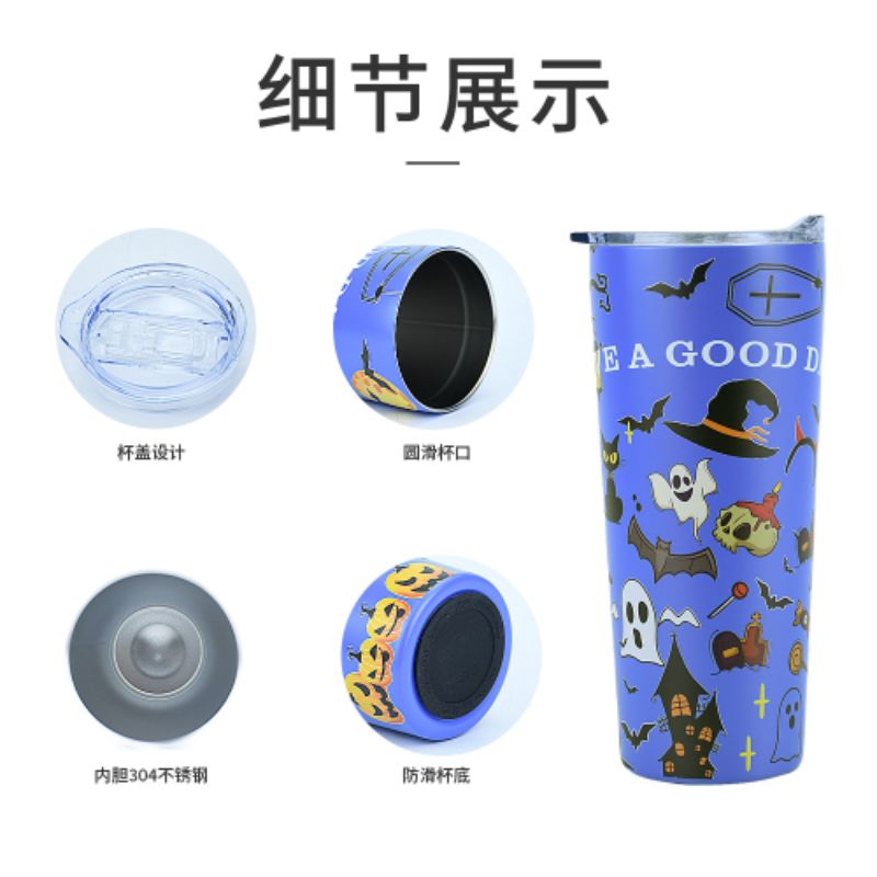 Vacuum insulated cup, children's Christmas Halloween cute cartoon pattern coffee cup, portable cup, excellent heat preservation effect Item Picture