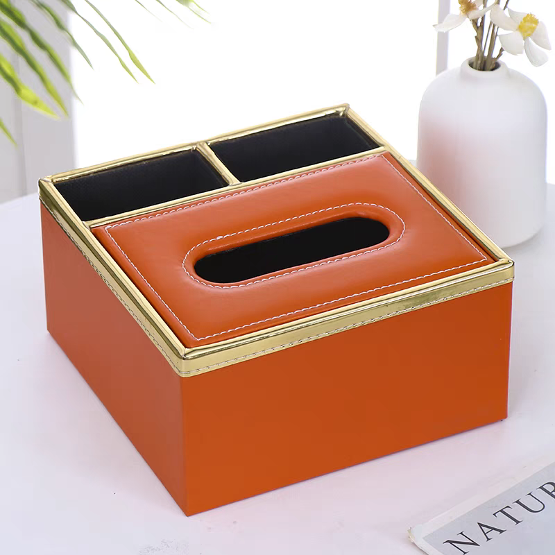 Leather hotel tissue box, restaurant, KTV, hotel, simple tissue box, office advertising, napkin box, customized LOGO Specification image