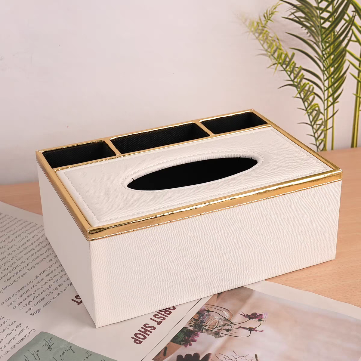 Multi-functional household tissue box, high-end European-style hotel and guesthouse leather tissue box, napkin box, customizable logo detail image 6