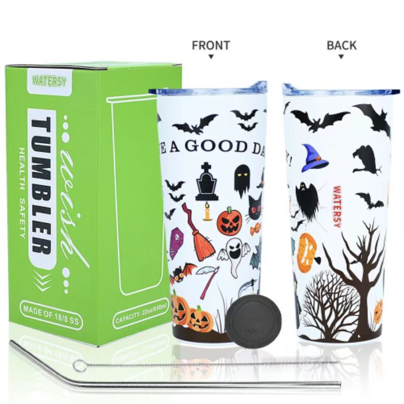 Vacuum insulated cup, children's Christmas Halloween cute cartoon pattern coffee cup, portable cup, excellent heat preservation effect Specification image
