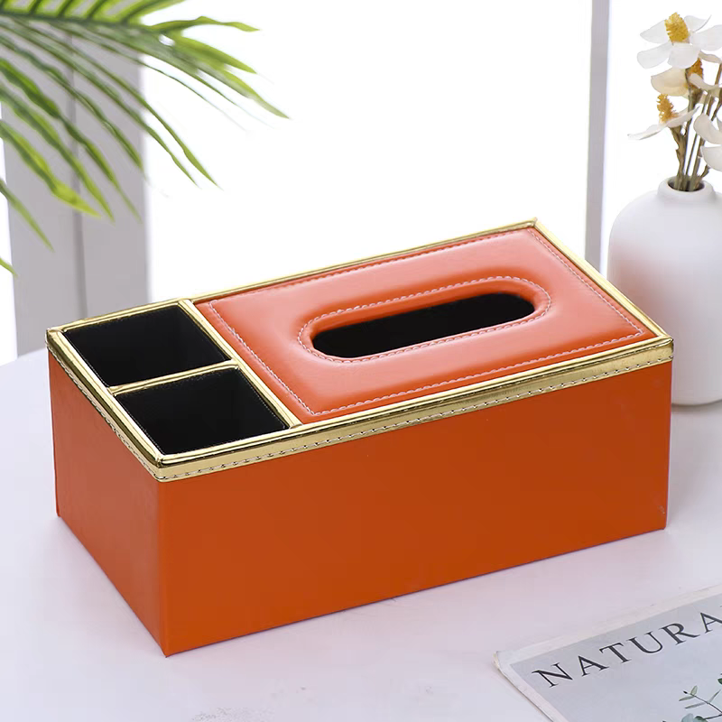 Leather hotel tissue box, restaurant, KTV, hotel, simple tissue box, office advertising, napkin box, customized LOGO details Picture