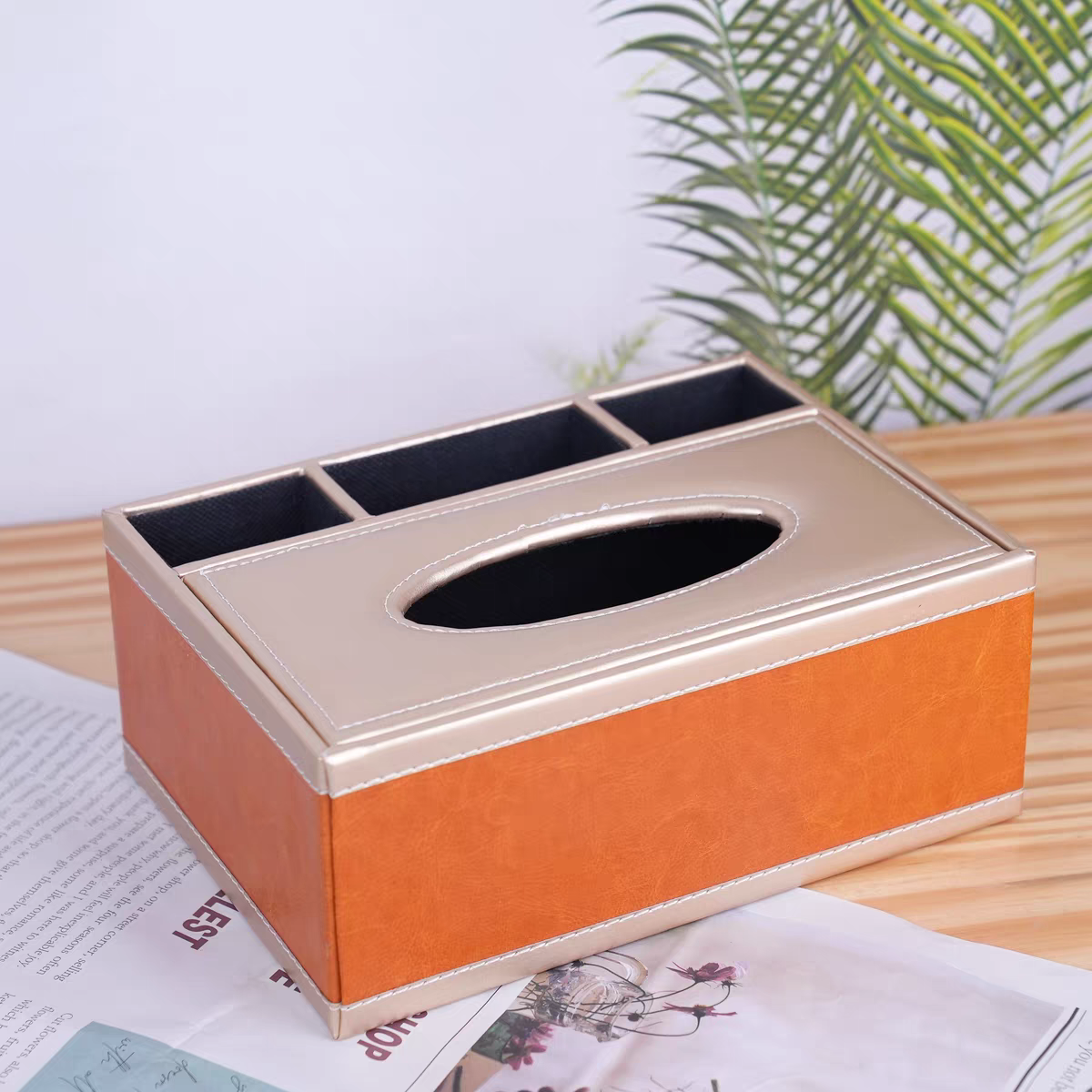 Multi-functional household tissue box, high-end European-style hotel and guesthouse leather tissue box, napkin box, customizable logo detail image 10
