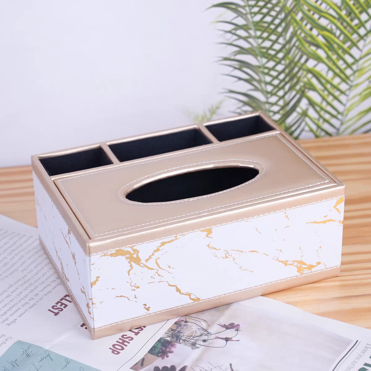 Multi-functional household tissue box, high-end European-style hotel and guesthouse leather tissue box, napkin box, customizable logo detail image 9