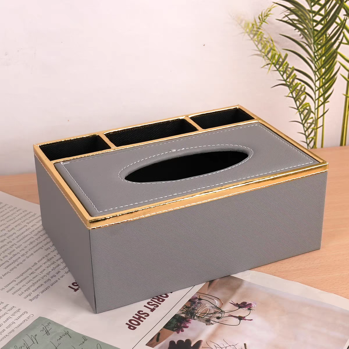 Multi-functional household tissue box, high-end European-style hotel and guesthouse leather tissue box, napkin box, customizable logo detail image 7