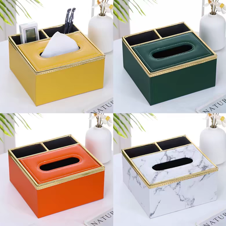 Leather hotel tissue box, restaurant, KTV, hotel, simple tissue box, office advertising, napkin box, customized LOGO detail image 12