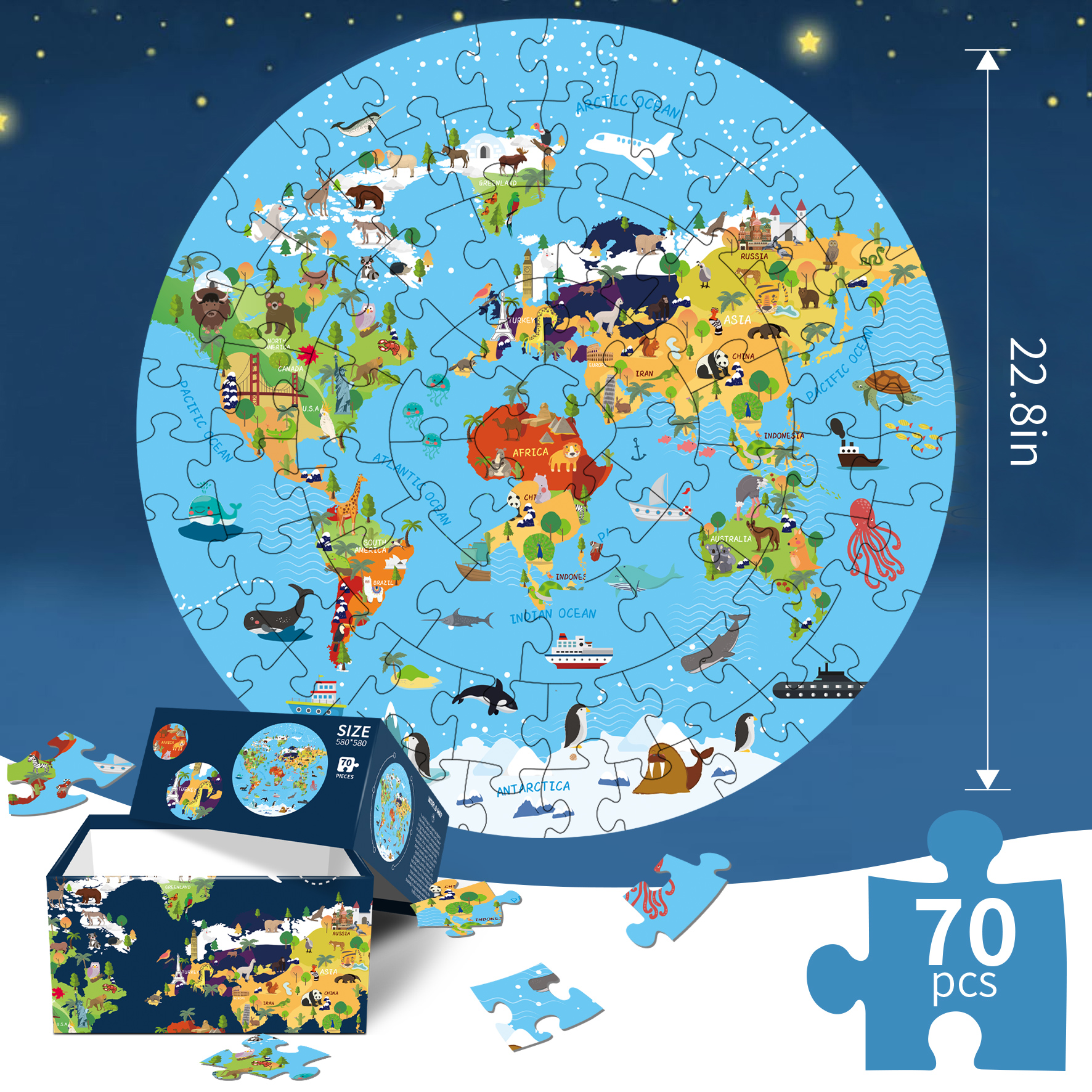 Cross-border sales of the world animal map of the United States animal map puzzle toy
