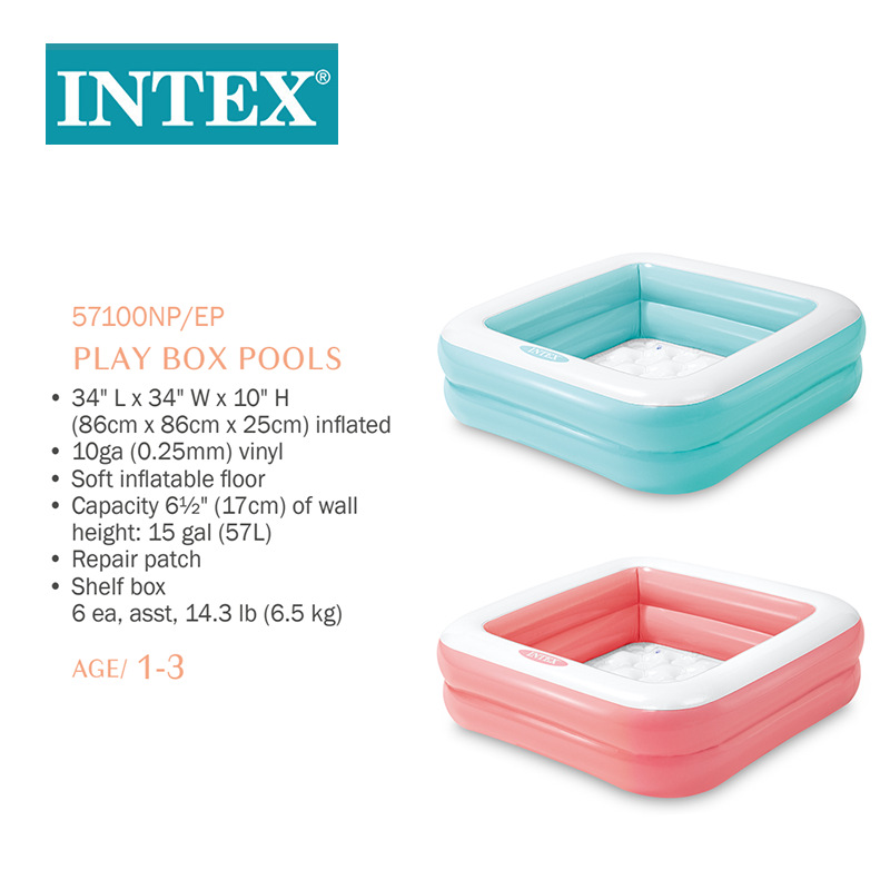 INTEX57100双层方型婴儿水池宝宝小型充气玩具池室内海洋球池详情5