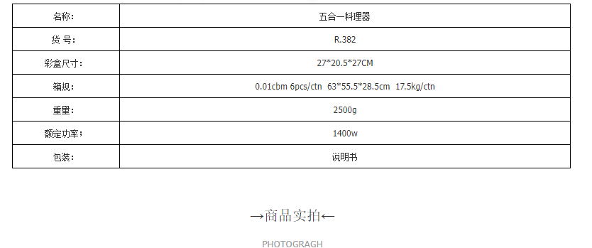 RAF欧规跨境料理棒五合一电动料理器榨汁绞肉打蛋厨房手持有线 R.382详情3