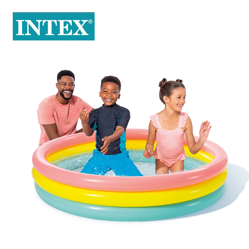 Wholesale of INTEX57422 fluorescent three-ring inflatable water pool, children's family ball pool, baby outdoor water play pool