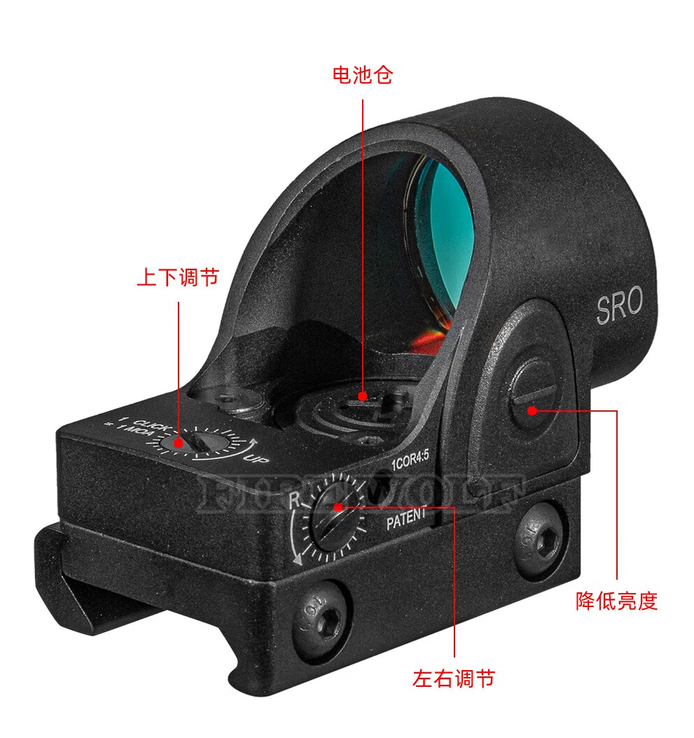 210327 Fire Wolf SRO虹膜内红点瞄准镜瞄准器寻鸟镜无倍数望远镜礼盒版详情5