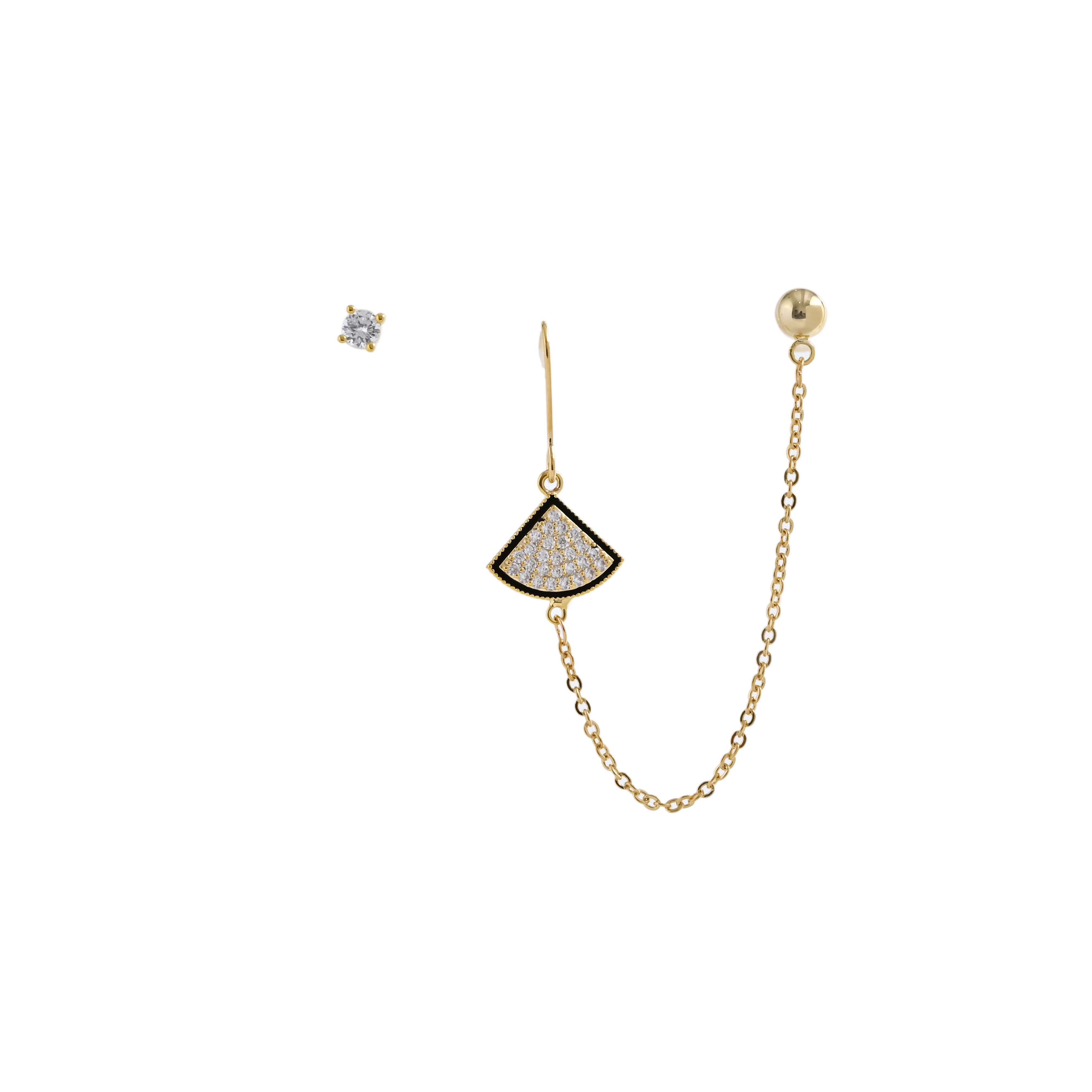 Exquisite and light luxury copper plated with real gold and set with zircon 925 silver needle, personalized design of ear studs and ear hangers, fashionable ear studs and earrings full figure