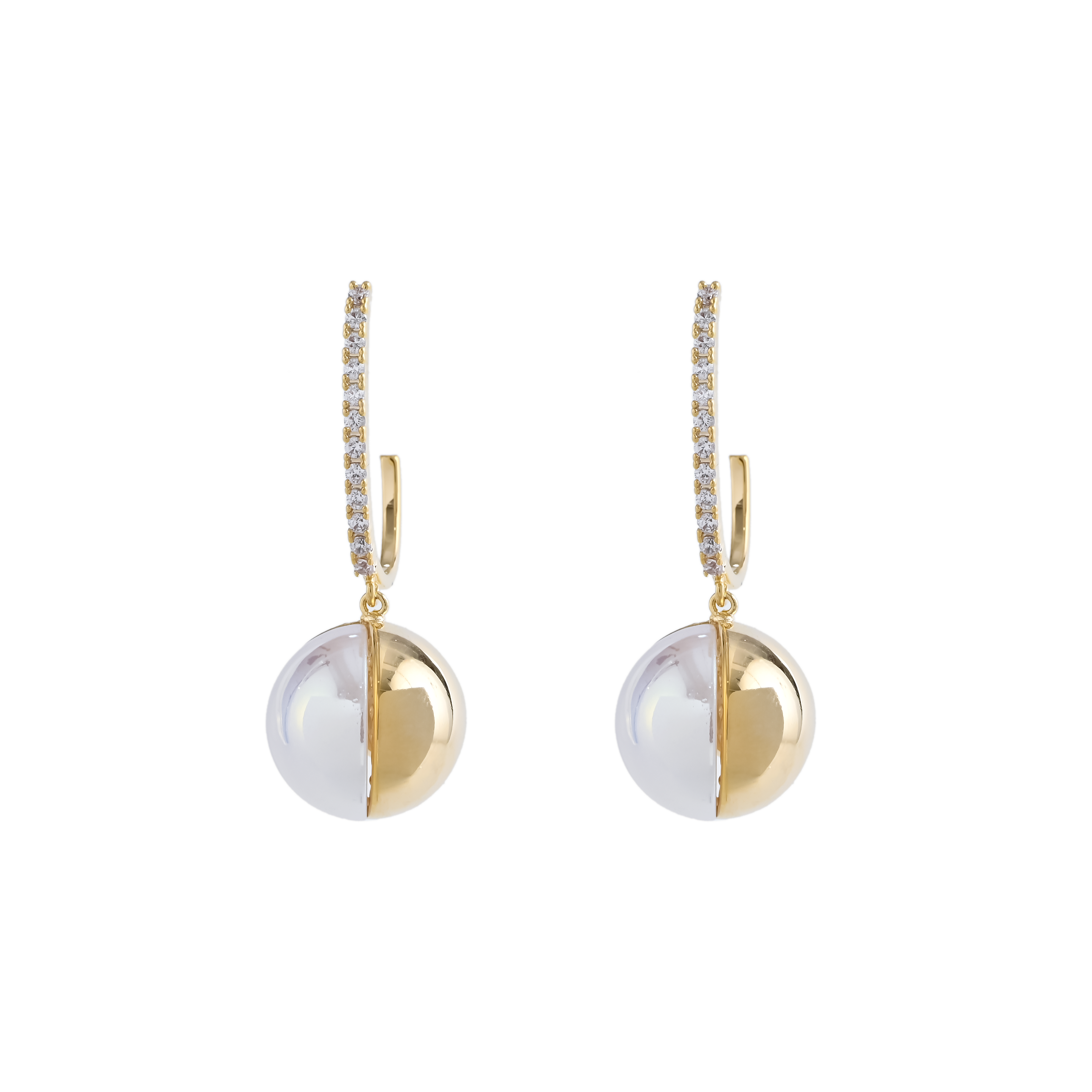 Xuhui brand exquisite and light luxury copper plated with real gold and set with zircon 925 silver needle round nails and pendants, luxurious design and fashionable ear nails and earrings details Picture
