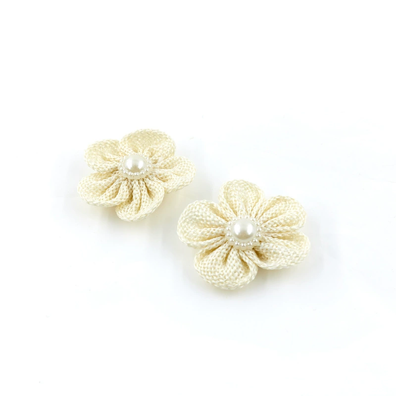 Place an order on your mobile phone or share and collect the best-selling diy accessories, semi-circular pearl imitation linen flowers, five-petal flowers in various colors, factory direct sales Specification image