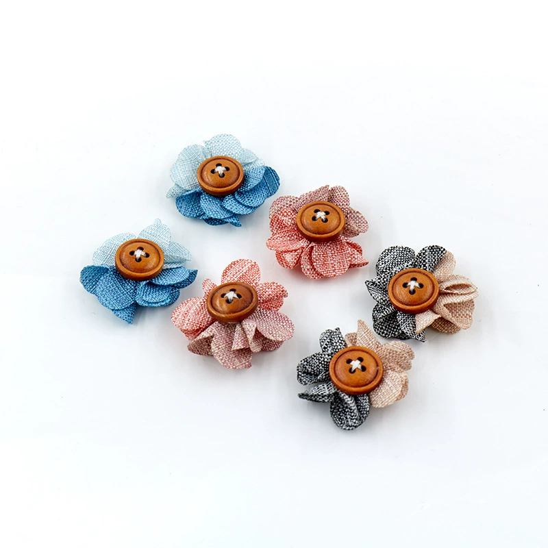 DIY auxiliary materials and accessories, imitation linen flower button flower, two-color gradient, multiple colors of linen flower