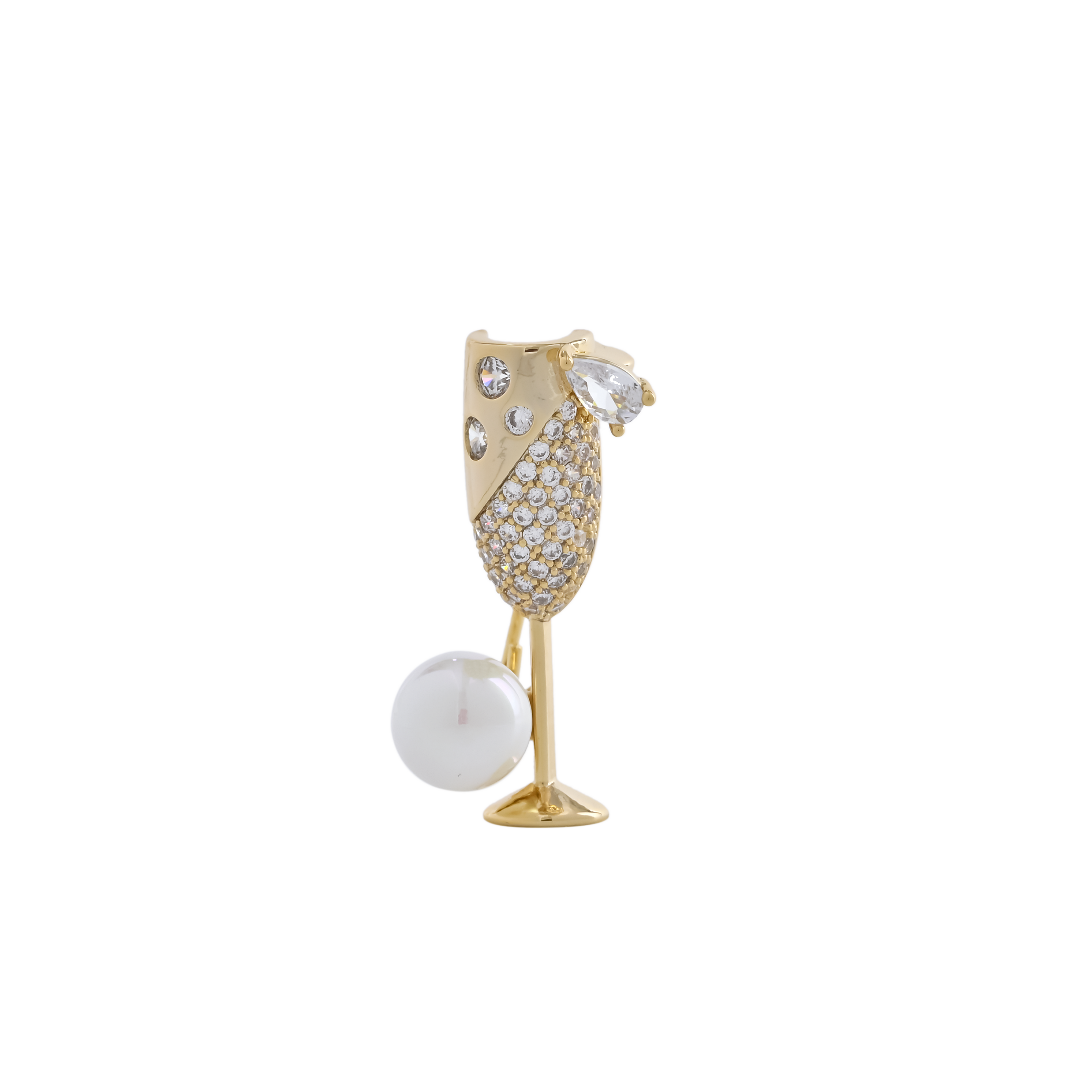 Xuhui brand copper-plated real gold and zircon inlaid tall glass, personalized brooch and pin decoration, fashionable and versatile brooch accessories, multiple women's styles to choose from Item Picture