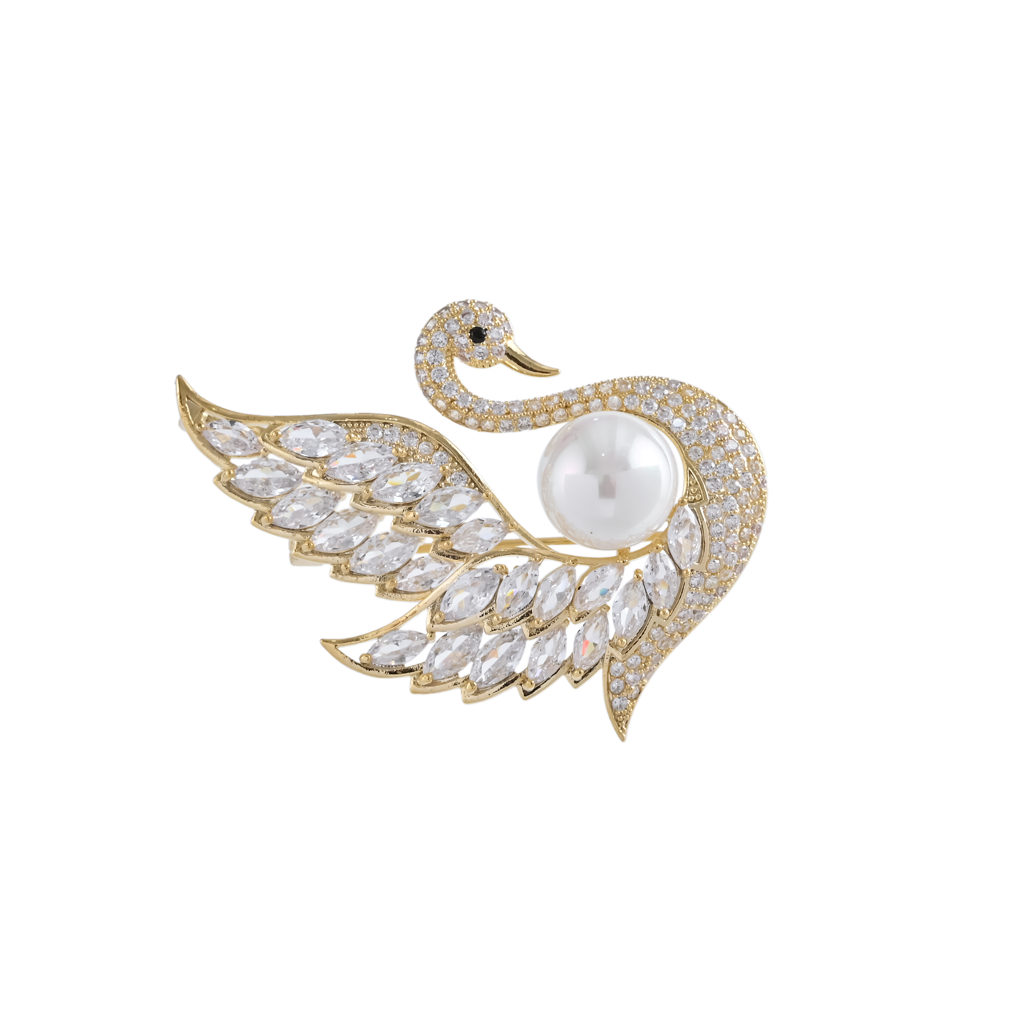Xuhui brand copper-plated real gold and zircon swan brooch and pin decoration is fashionable and versatile. There are many women's styles to choose from details Picture