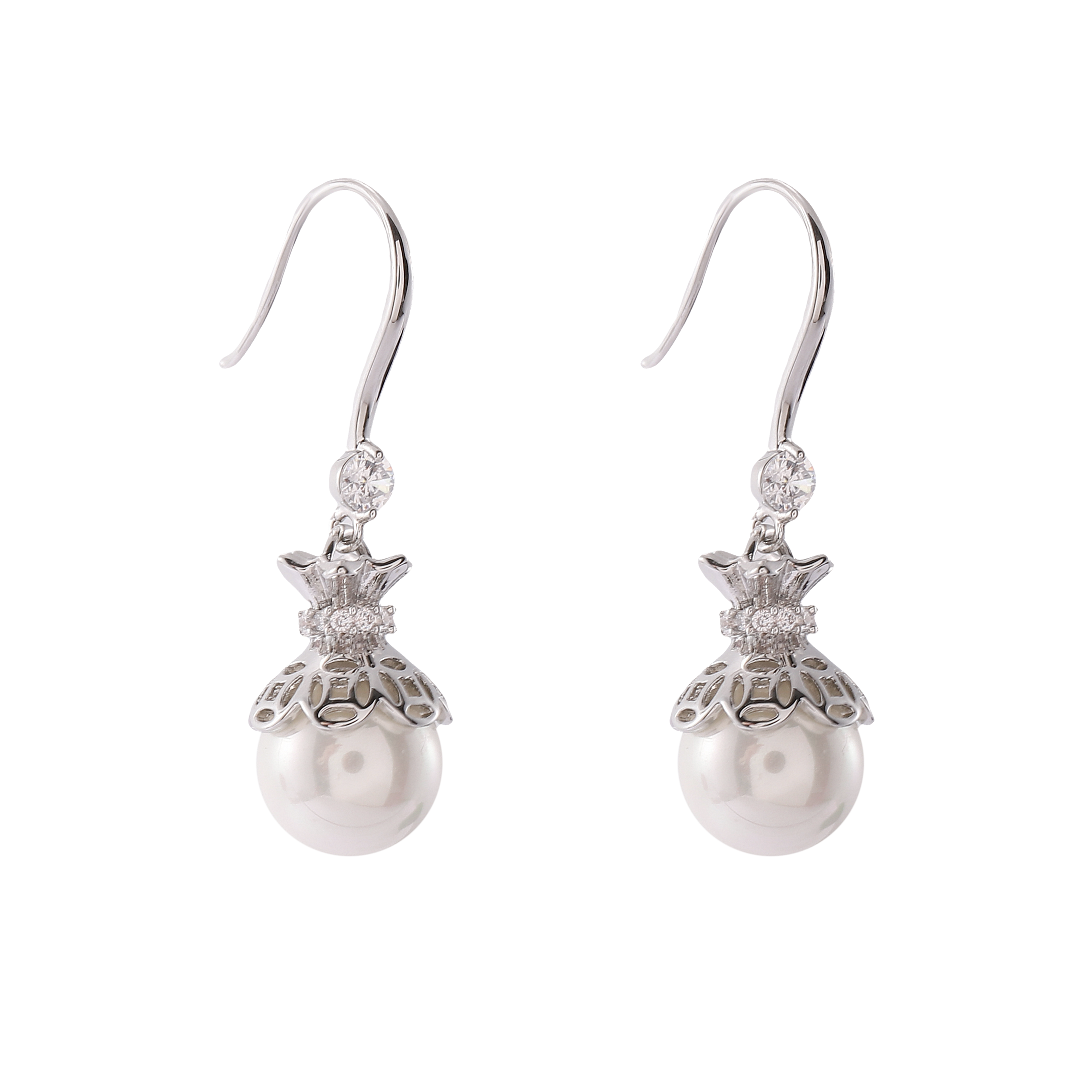Xuhui brand's fashionable and exquisite copper-plated real gold beaded money bag, simple and elegant earrings, new ear hooks Specification drawing