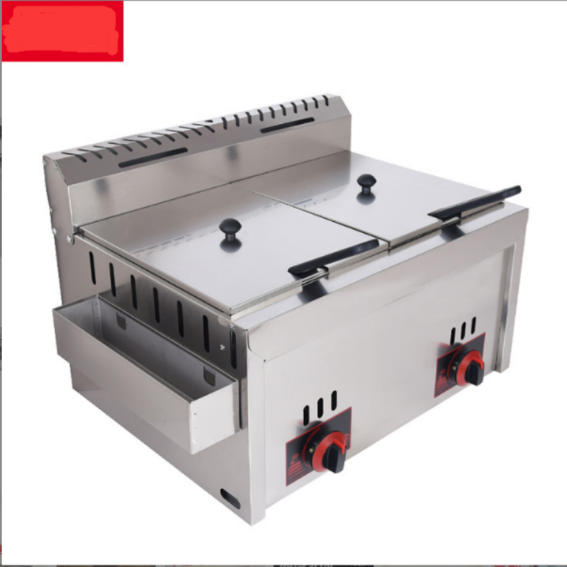 Gas Fryer Double Cylinder Double Screen Oil Fryer Fryer French Fries Fryer Snack Machine Stall Stall Specification drawing