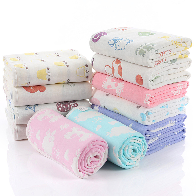 新生儿加厚六层纱布浴巾提花盖毯 夏季宝宝婴儿纱布毛巾被 幼儿园用品 其他分类