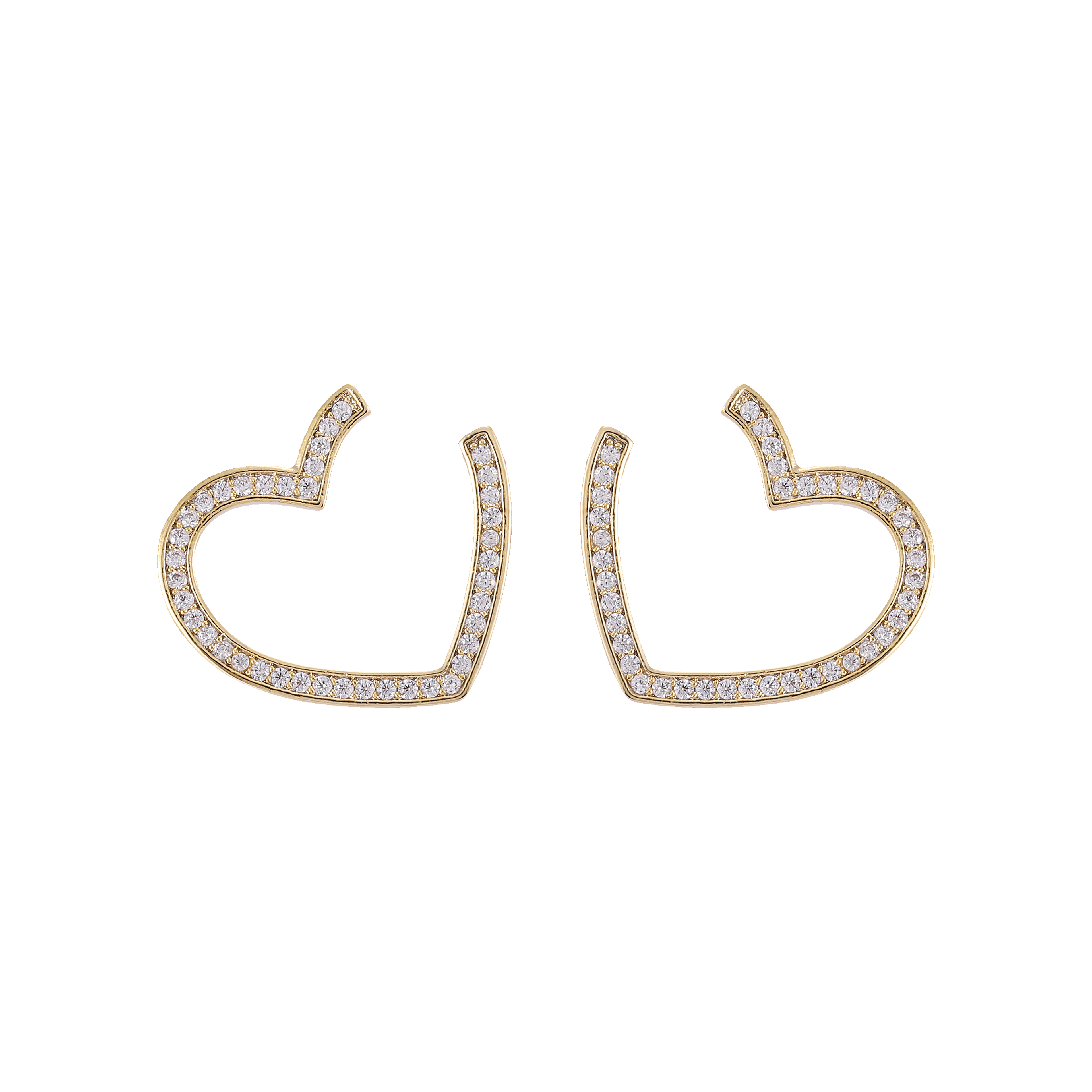 Xuhui brand exquisite and light luxury copper plated with real gold and set with zircon 925 silver needle heart-shaped luxurious design fashionable stud earrings Specification drawing