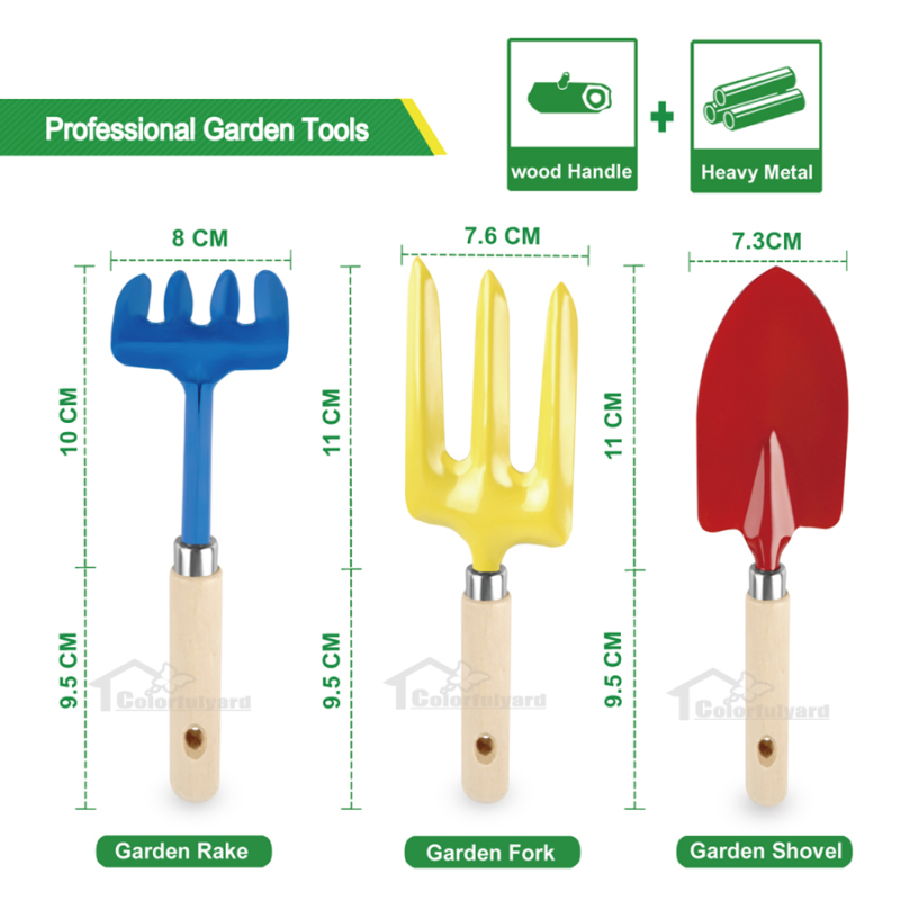 园林铲/花园铲工具三件套/锄头/花铲/草耙/三叉耙/GARDEN TOOLS详情4