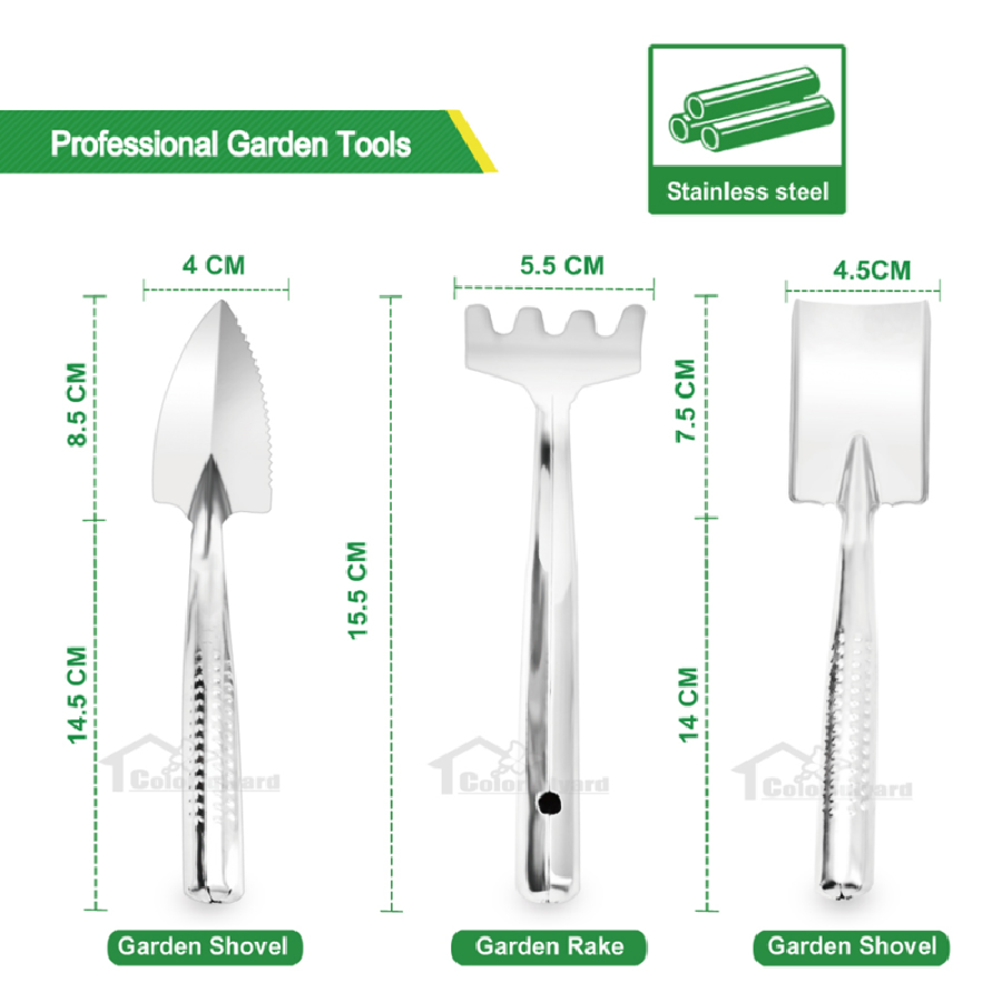 不锈钢铲子/花园铲/工具三件套/锄头/草耙/三叉耙/GARDEN TOOLS详情4