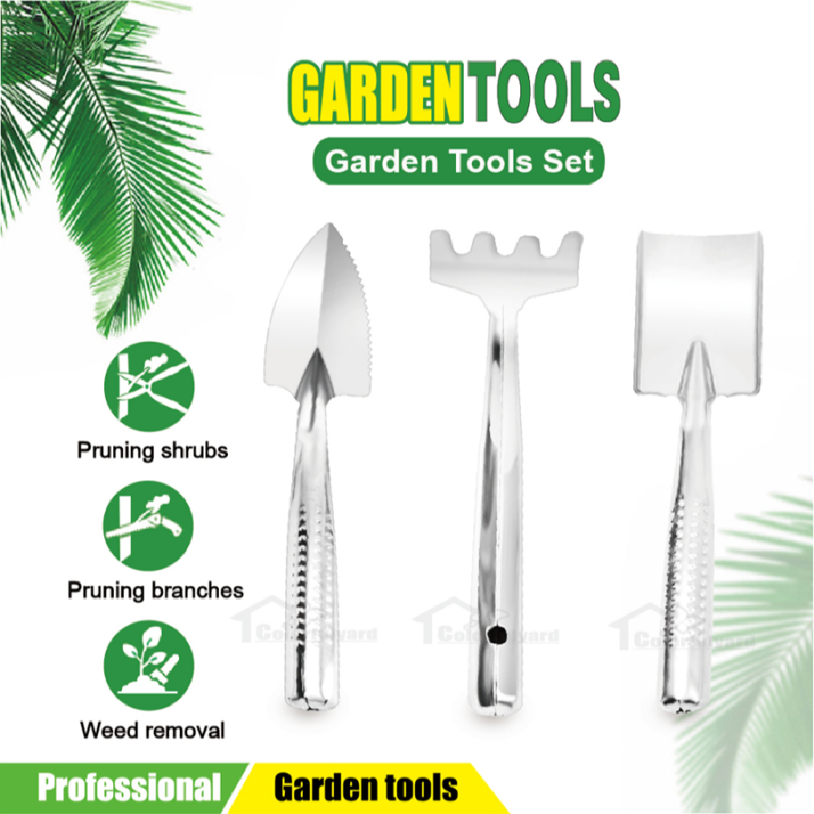 不锈钢铲子/花园铲/工具三件套/锄头/草耙/三叉耙/GARDEN TOOLS详情2