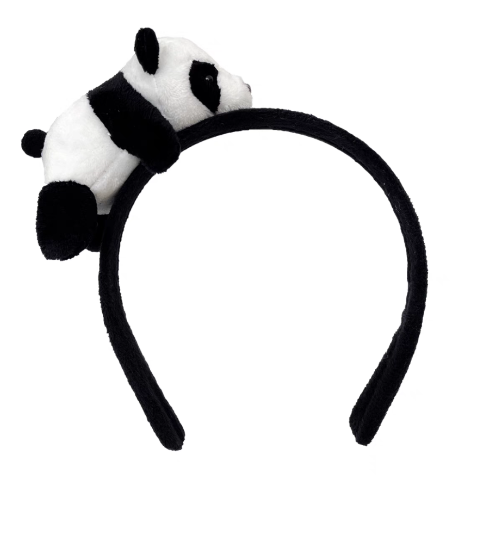 2024新款熊猫发箍立体卡通可爱熊猫耳朵花花发卡头箍成人发捆头饰详情图4