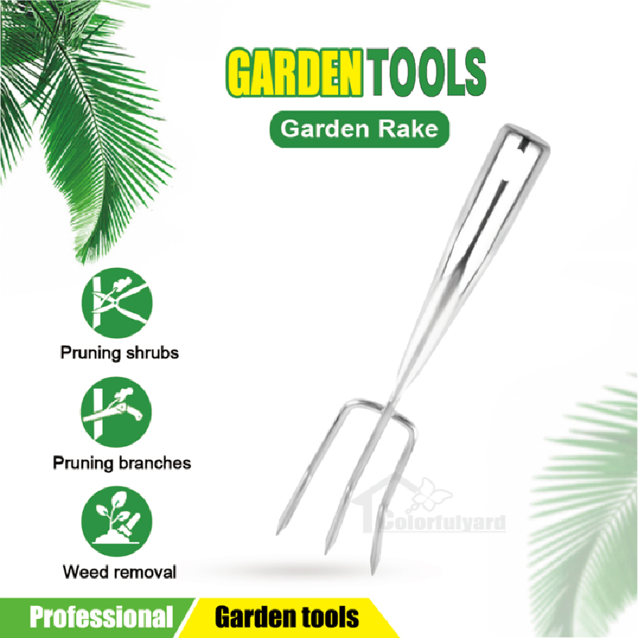 不锈钢三叉耙/园林耙/两用锄头/起苗器/三叉铲/GARDEN TOOLS详情2