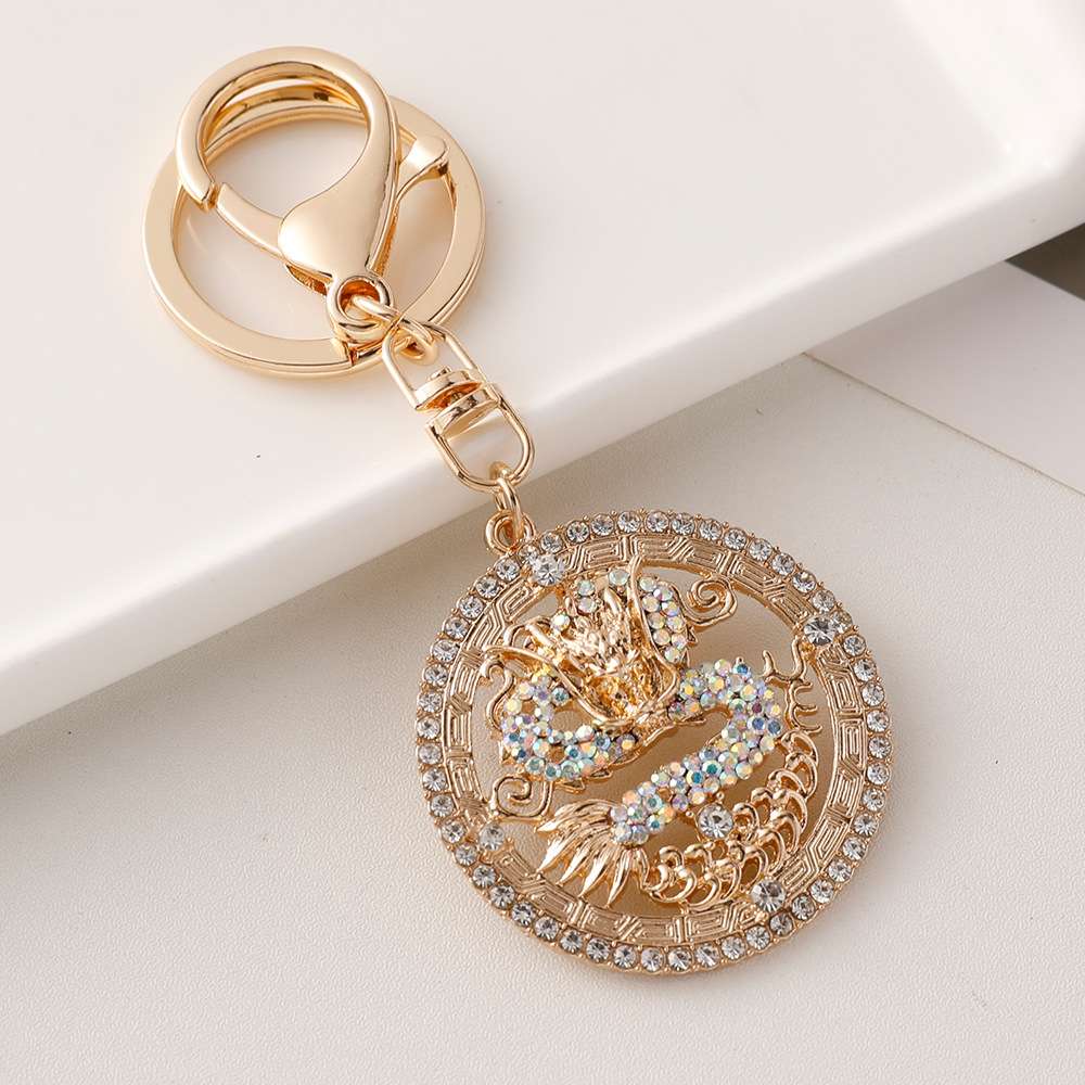 New creative Chinese wind dragon keychain made of alloy for the 12 Chinese zodiac dragons, metal dragon car pendant, zodiac year gift keychain Item Picture
