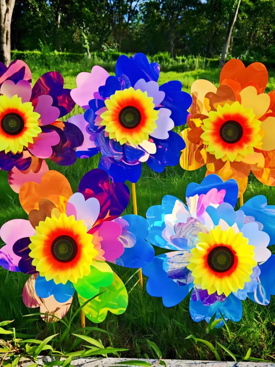 Colorful gradient double-layer windmill children's toys, hand-held gifts, outdoor seven-color windmills wholesale, street stall small commodities detail image 2