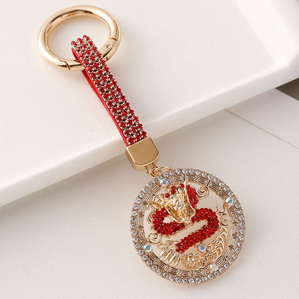 New creative Chinese wind dragon keychain made of alloy for the 12 Chinese zodiac dragons, metal dragon car pendant, zodiac year gift keychain detail image 2