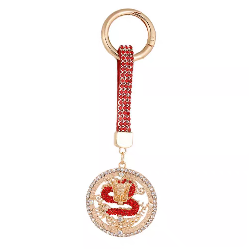 New creative Chinese wind dragon keychain made of alloy for the 12 Chinese zodiac dragons, metal dragon car pendant, zodiac year gift keychain detail image 4