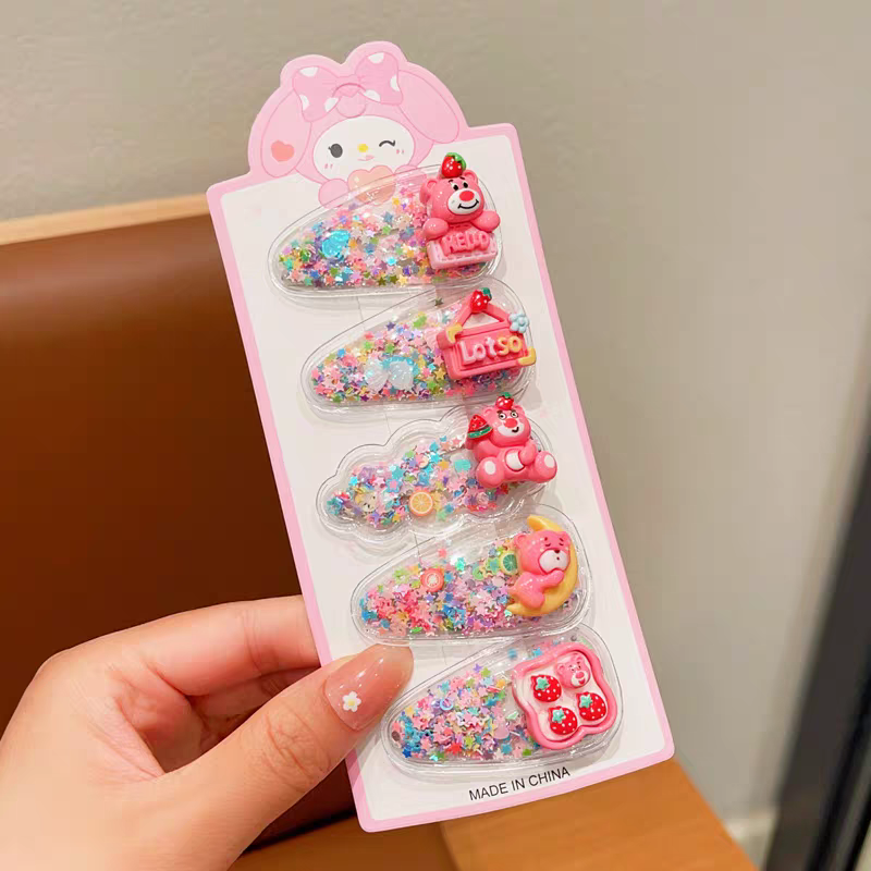 New children's flowing sand clips, cute girls, Sanrio hair clips, student bangs, broken hair, bb clips, sweet girls' hair clips, children's hair clips, cute girls' summer details Picture