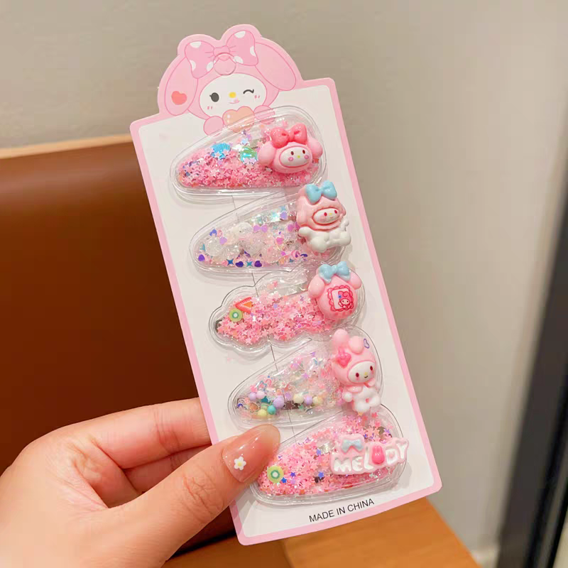 New children's flowing sand clips, cute girls, Sanrio hair clips, student bangs, broken hair, bb clips, sweet girls' hair clips, children's hair clips, cute girls' summer