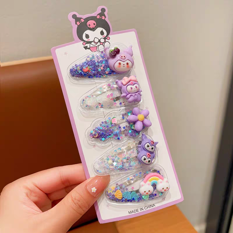 New children's flowing sand clips, cute girls, Sanrio hair clips, student bangs, broken hair, bb clips, sweet girls' hair clips, children's hair clips, cute girls' summer Specification image