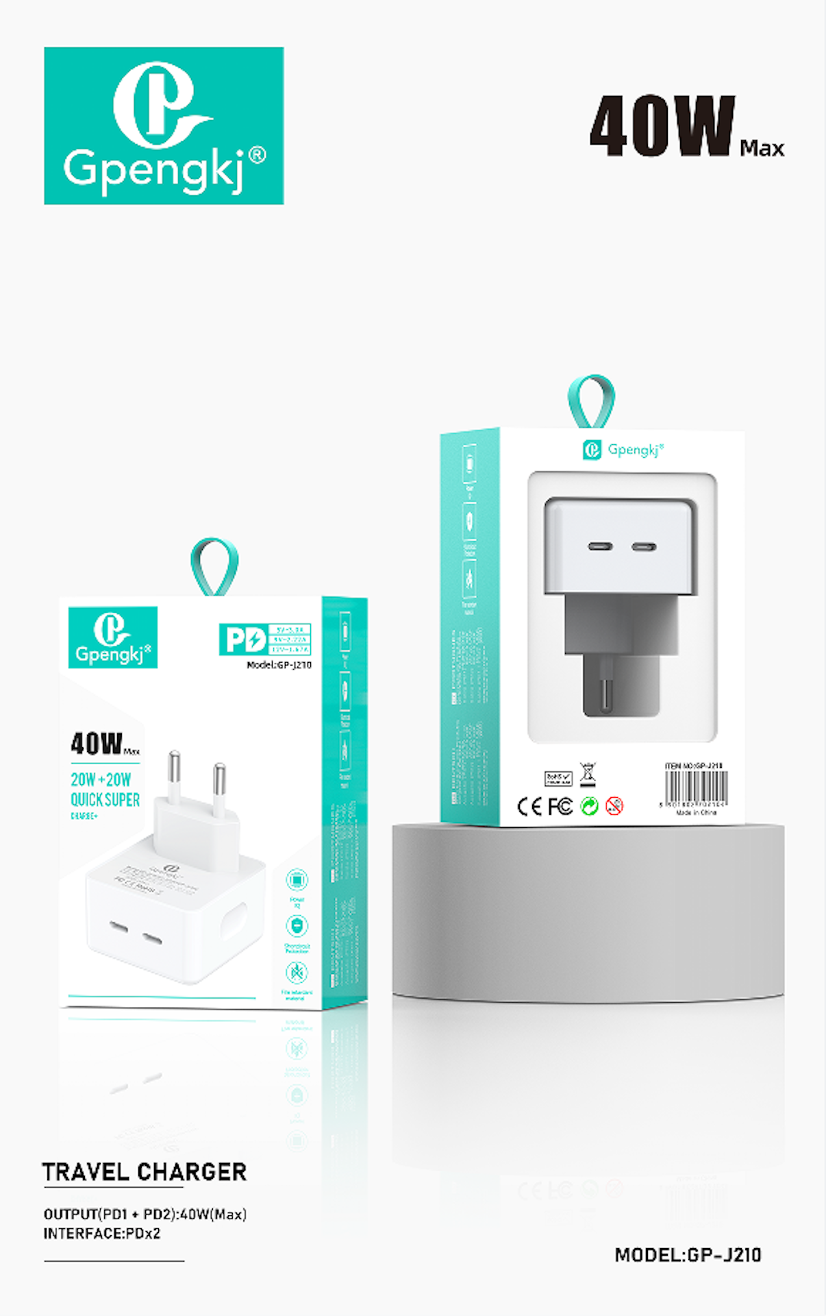 Pd40w Dual Charger Head For Iphone Apple Ipad14 Genuine 13Promax Data Cable 12 Fast Charging Tablet Mini Plug Special (Price Negotiable)