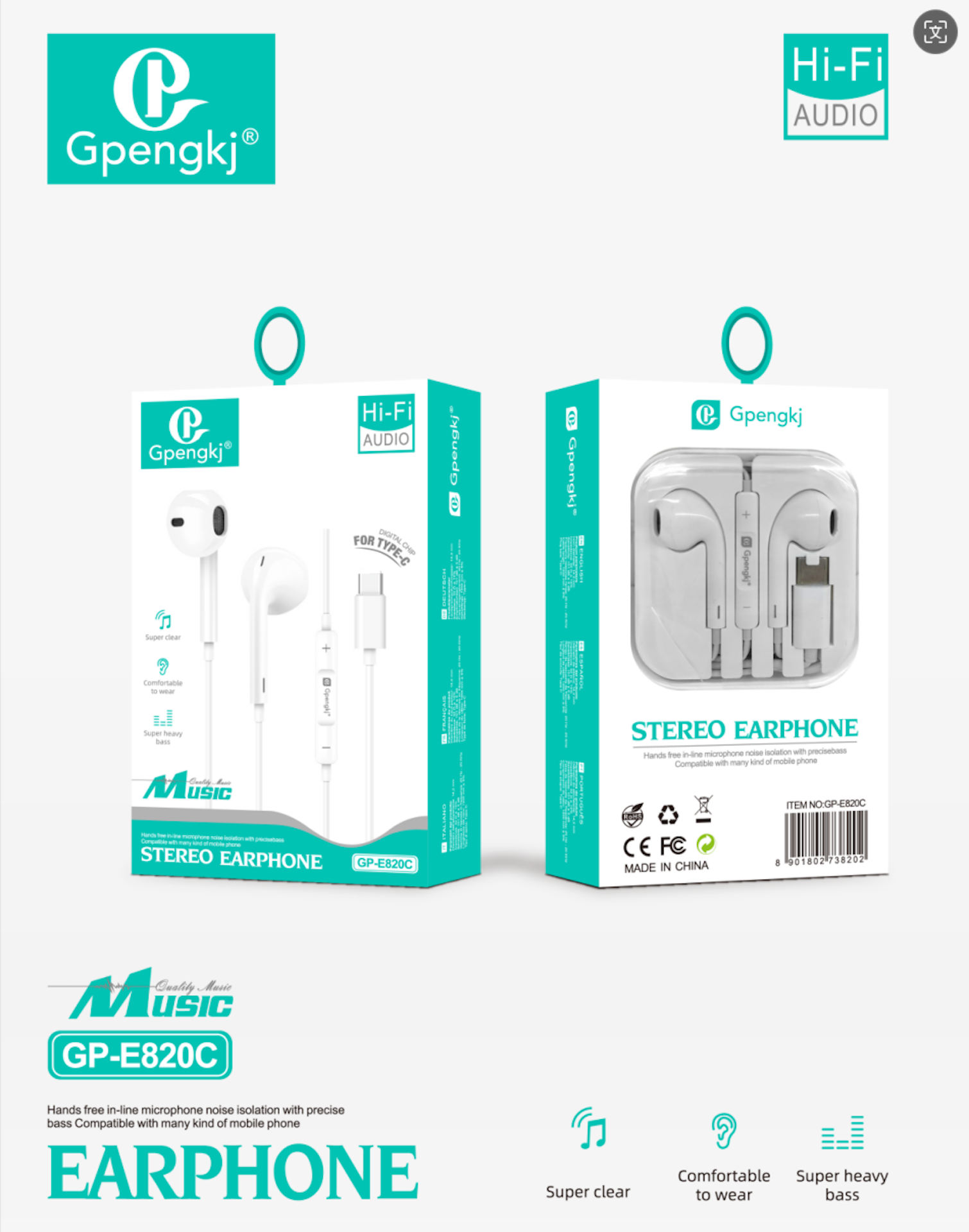 Apple Wired Headset Typec Interface For Apple 15Vivo Huawei Honor Mobile Phone Headset General Millet (Price Negotiable)