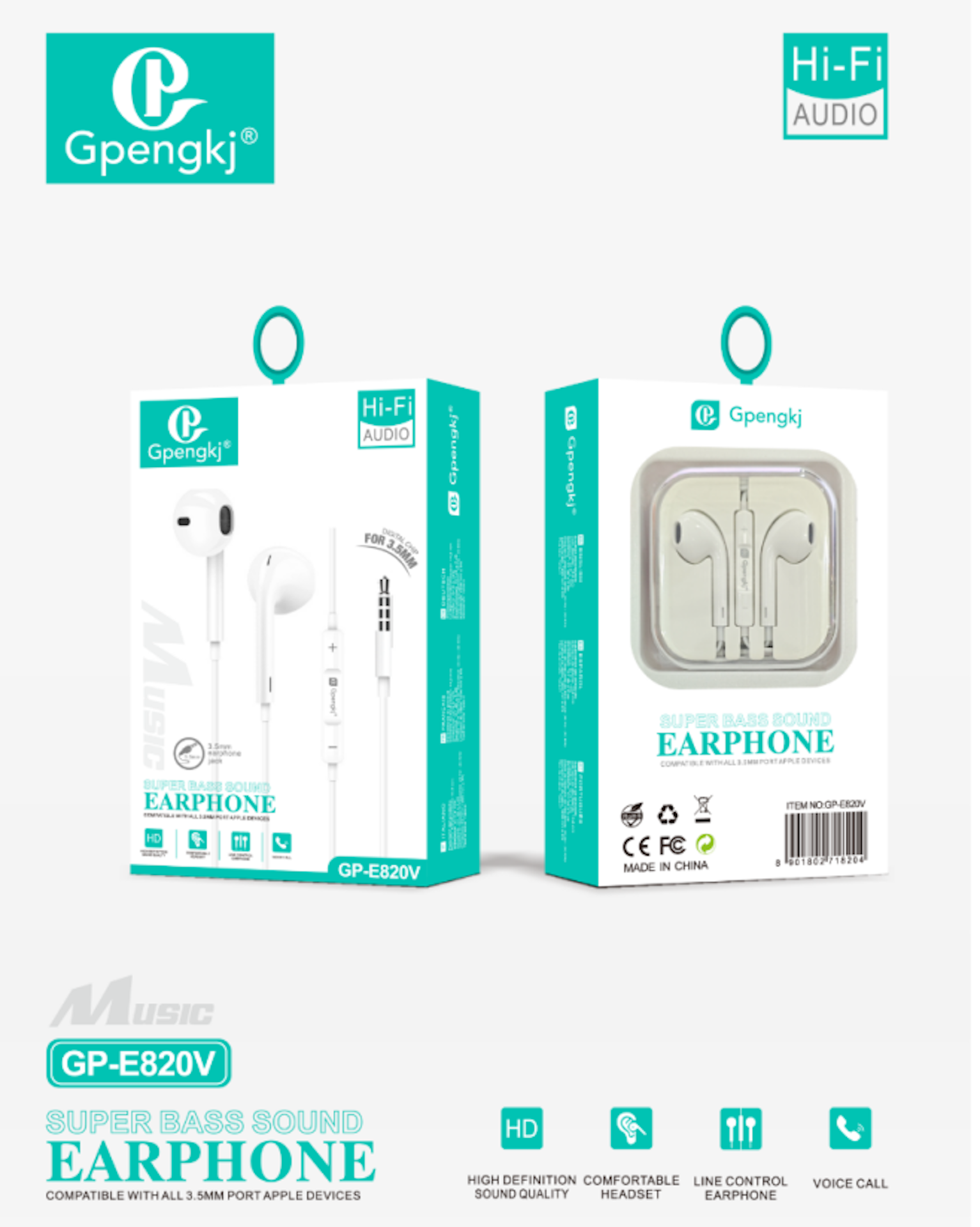 Wired Headphone Semi-In-Ear 3.5Mm Round Hole Round Head Special High Sound Quality Mobile Phone Sub-Wire Control Desktop Computer Sports Game K Song Men And Women With Cable Universal (Price Negotiable)