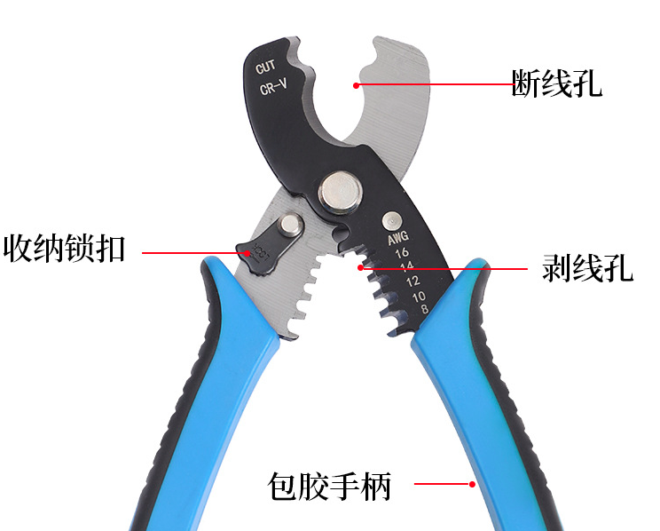 剥线钳电缆钳断线钳剥皮钳手动电工作业家庭日常应用建筑工地设备维修详情图10