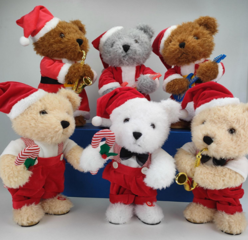 Standing swing Christmas Bear children's toy electronic toy, 8 songs can be played in a row + swing + long press to play in a row, figurine children's toy