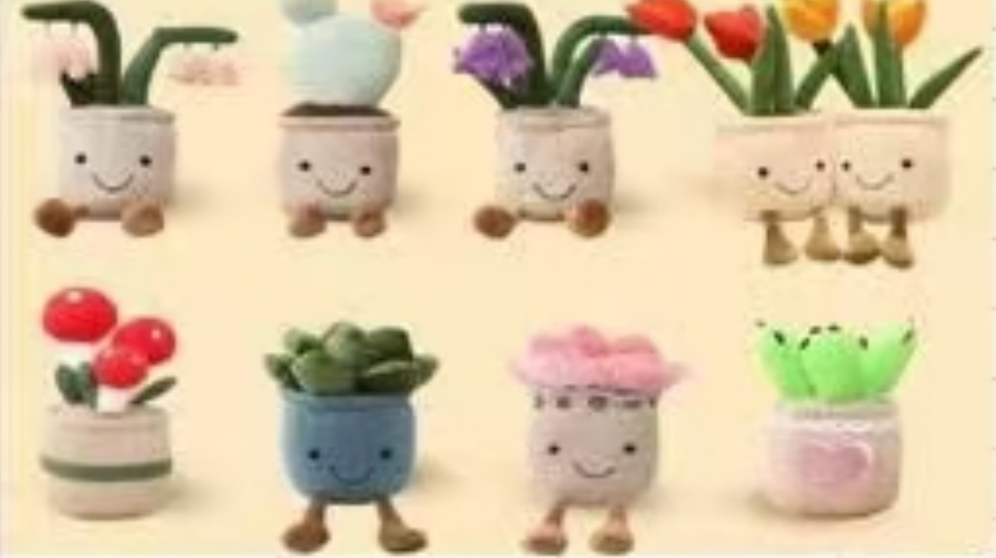 Cute green plants, succulents, tulips, red mushrooms, plush toys, sofa potted plants, fabric flower POTS, throw pillows, dolls